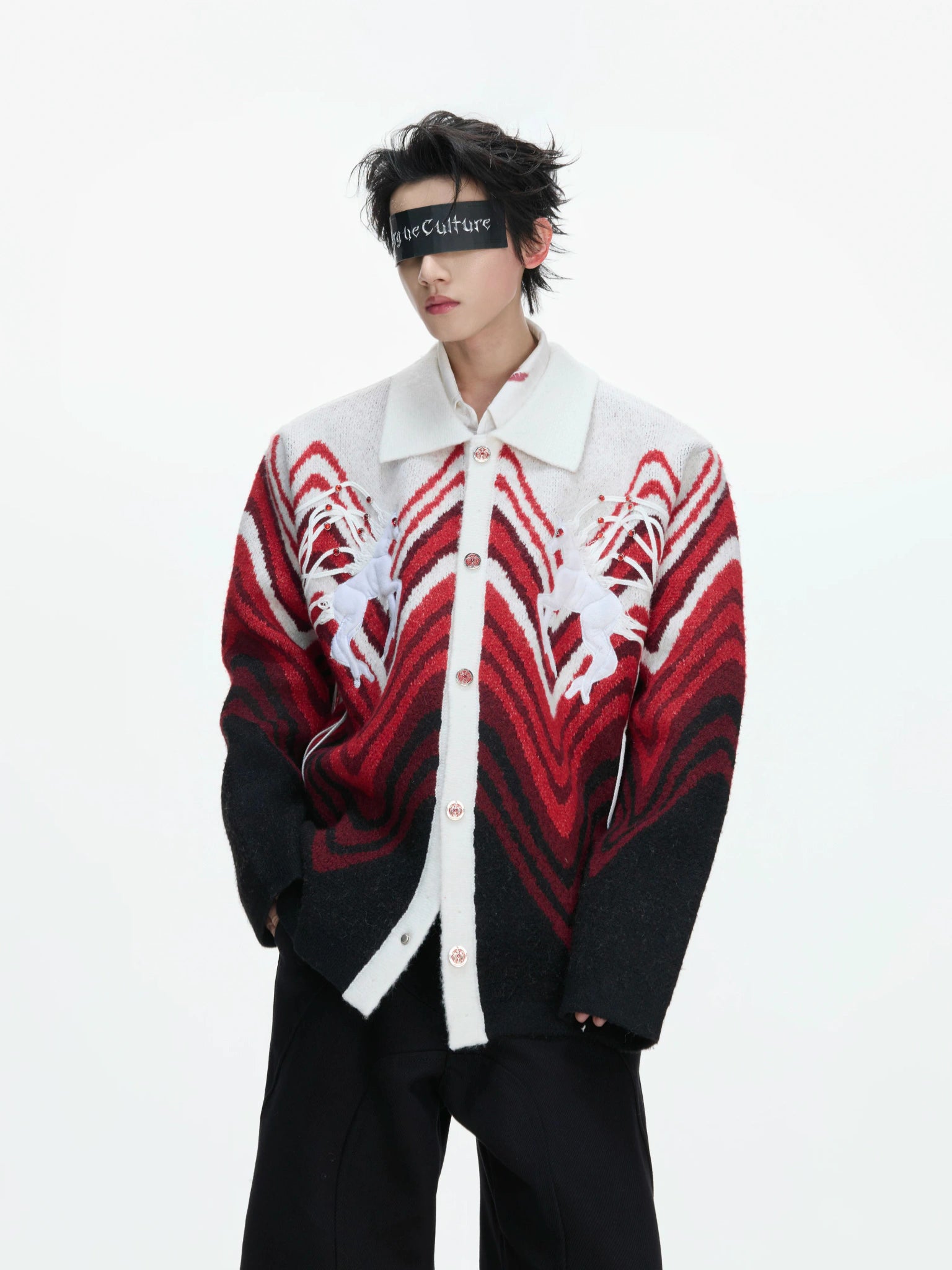 Gradient Color-Block Wool-Blend Cardigan Sweater - main image 2