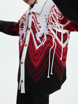 Gradient Color-Block Wool-Blend Cardigan Sweater - main image 4