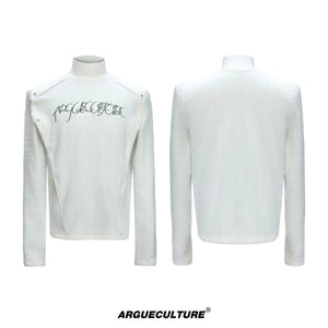 Deconstructed Cotton Mock-Neck Top | Argue Culture - White Top
