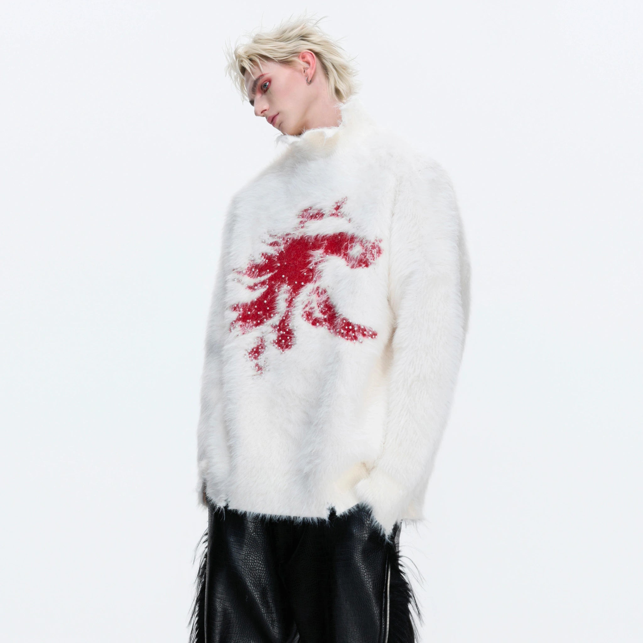 Deconstructed Wool-Blend Mock-Neck Knit Sweater - main image 1