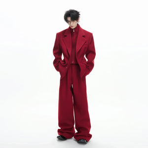 Deconstructed Cotton-Wool Suit Jacket | Black or Red - main image 1
