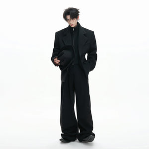 Deconstructed Cotton-Wool Suit Jacket | Black or Red - main image 2