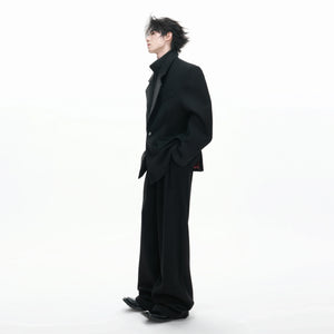 Deconstructed Cotton-Wool Suit Jacket | Black or Red - main image 3