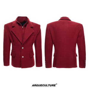 Deconstructed Cotton-Wool Suit Jacket | Black or Red - Red Jacket