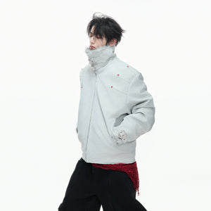Snake-Embossed Faux Leather White Duck Down Jacket - main image 3