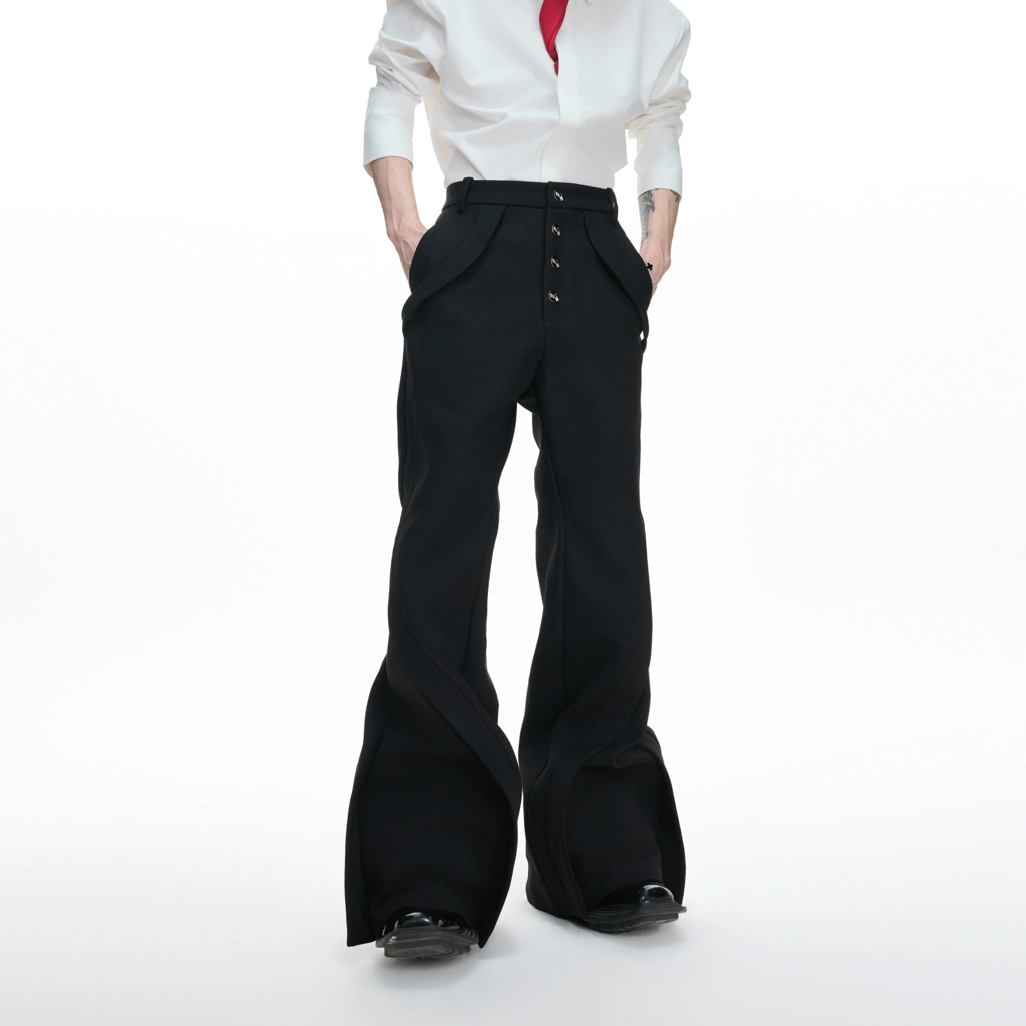 Deconstructed Bootcut Pants in Cotton Blend | Argue - main image 1
