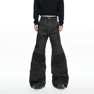 Deconstructed Black Raw Denim Jeans | Straight-Leg - main image 5