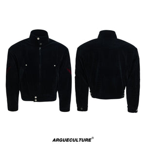 Textured Contrast Short Jacket | Avant-Garde Style - Black Top