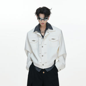 Striped Layered Short Wide Jacket | Streetwear Outerwear - main image 2