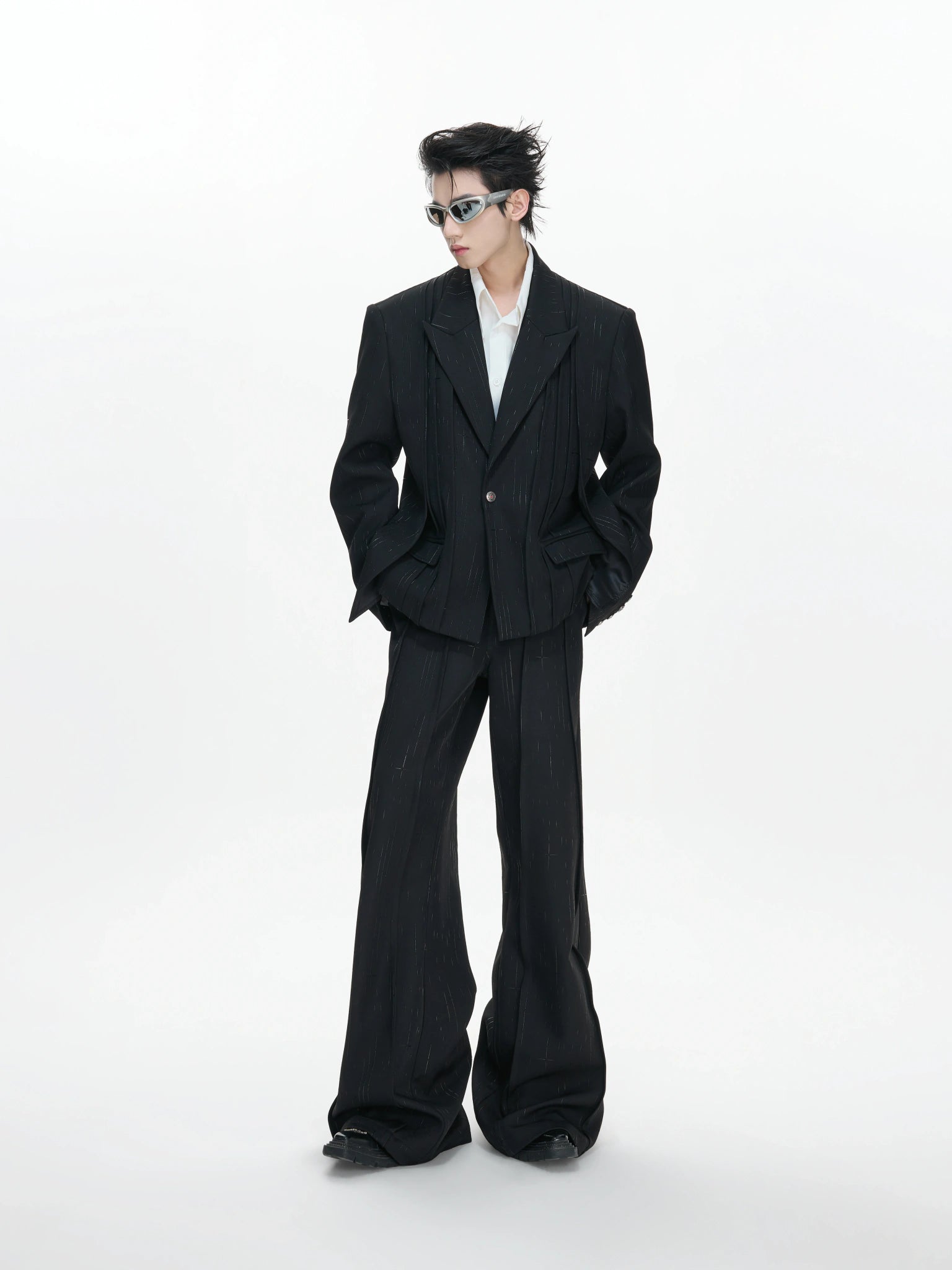 Black Deconstructed Suit Set | Notched Lapel Tailoring - main image 1