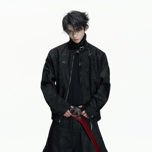Cropped Python-Embossed Faux Leather Jacket | Avant-Garde - main image 1