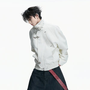 Cropped Python-Embossed Faux Leather Jacket | Avant-Garde - main image 4