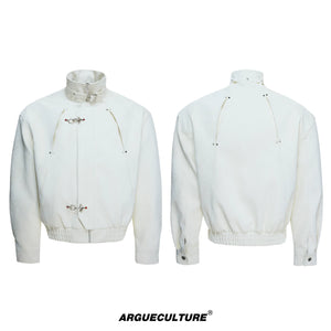 Cropped Python-Embossed Faux Leather Jacket | Avant-Garde - White Top