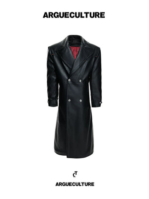 Black Crocodile-Texture Faux Leather Coat - main image 1