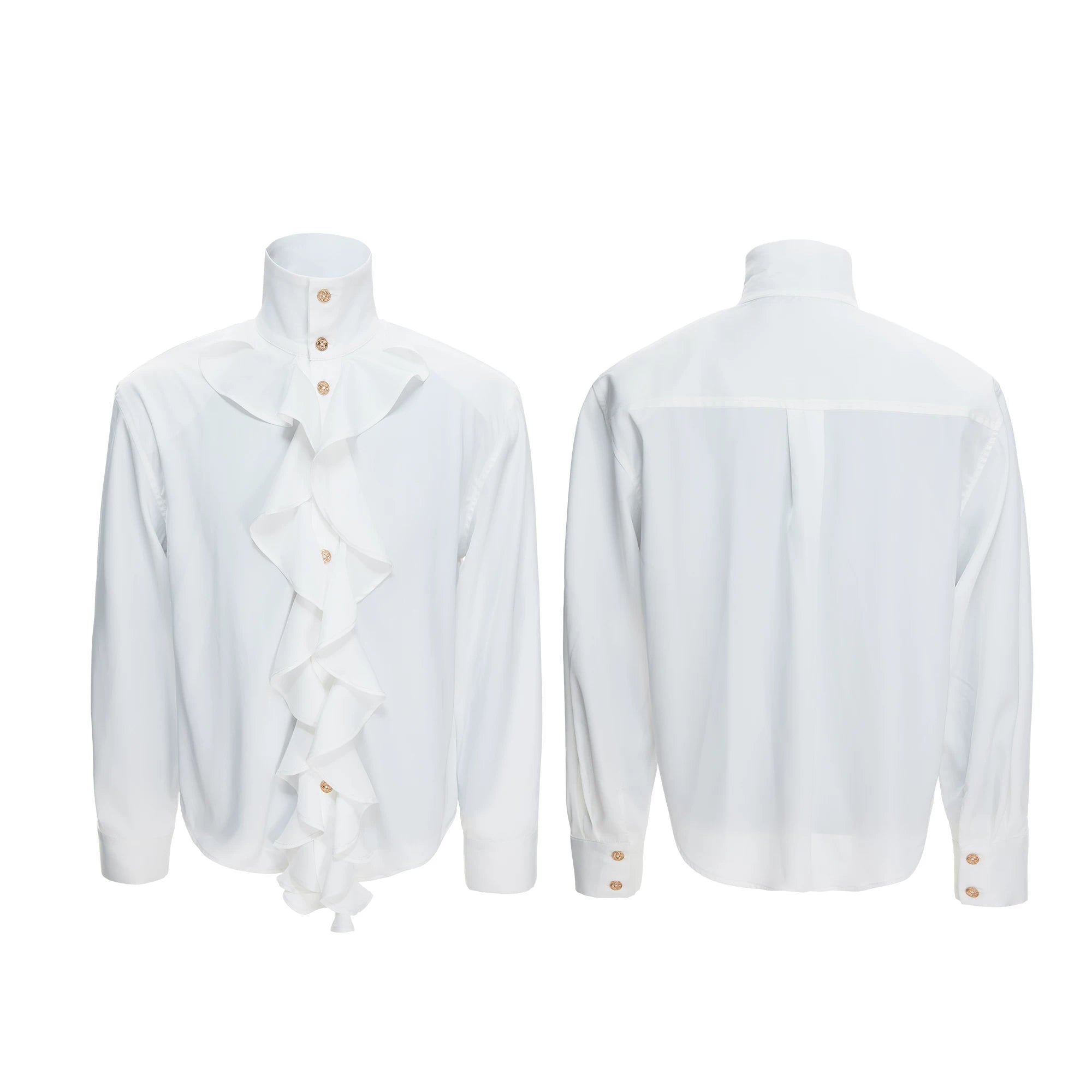 Court Ruffle Cotton-Spandex Button-Front Shirt - main image 2