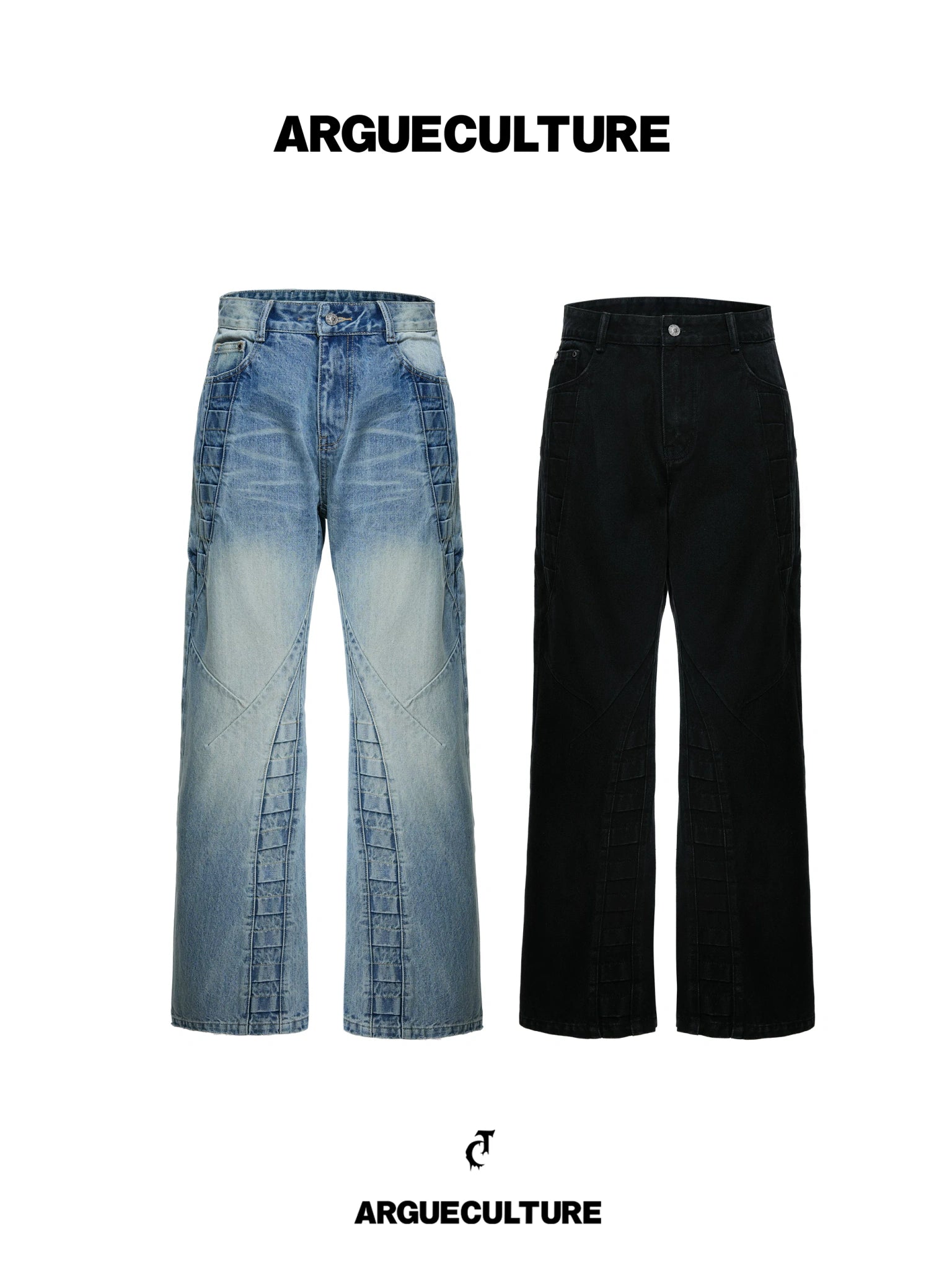 Deconstructed Straight-Leg Jeans in Washed Denim - main image 1