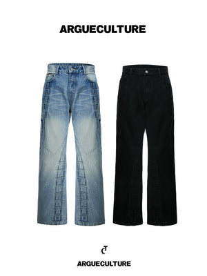 Deconstructed Straight-Leg Jeans in Washed Denim - main image 1