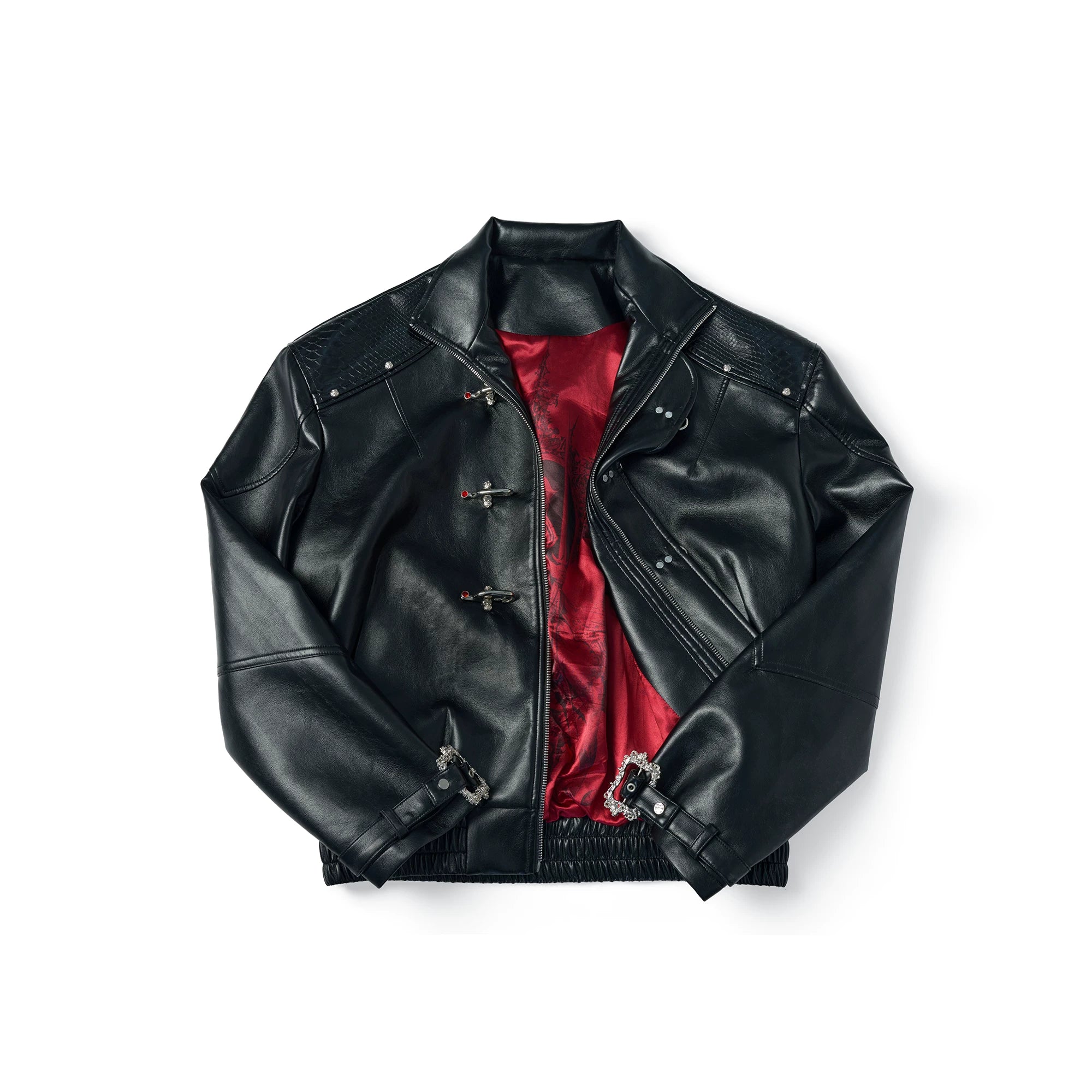 Reversible Faux Leather Python-Pattern Street Jacket - main image 1