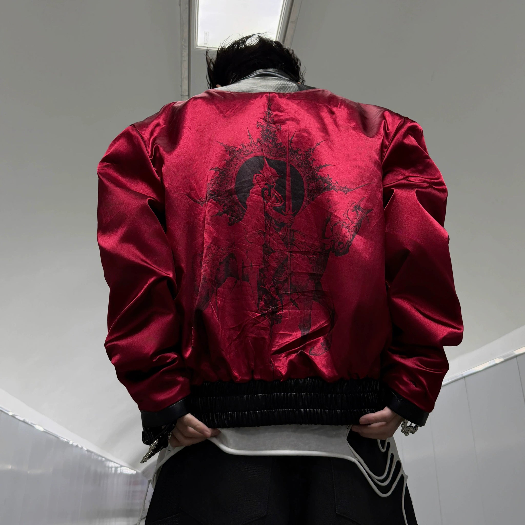 Reversible Faux Leather Python-Pattern Street Jacket - main image 2