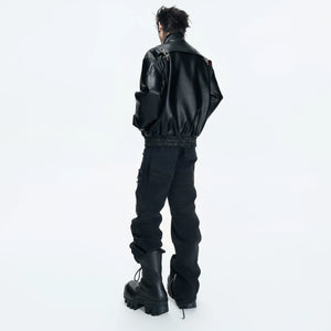 Reversible Faux Leather Python-Pattern Street Jacket - main image 4