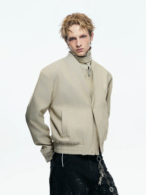 Detachable High-Neck Khaki Deconstructed Jacket - main image 4