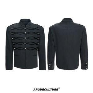 Napoleon Faux Leather Stripe Jacket | Gothic Streetwear - Deep Gray Top