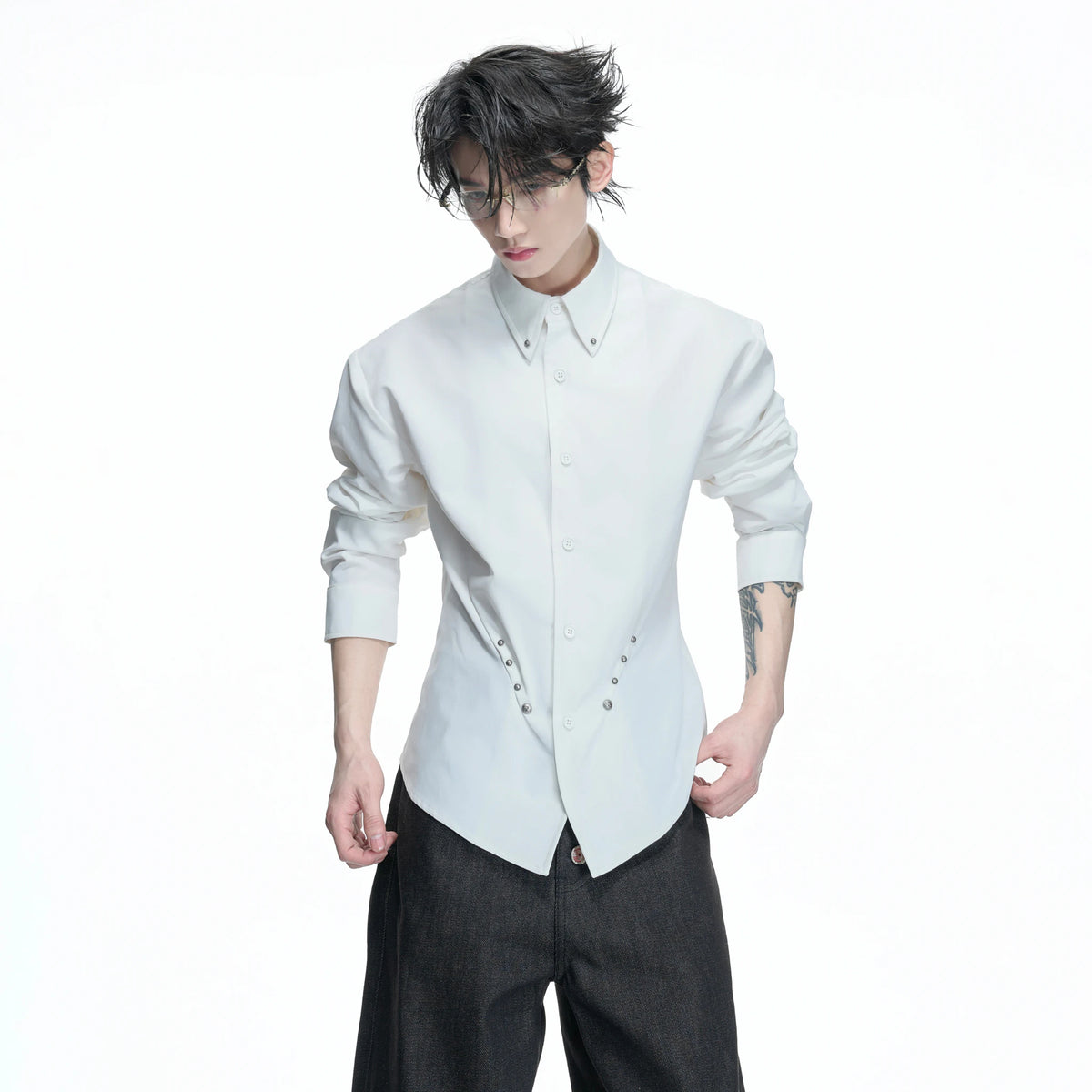 Rivet Waist-Cinched Shirt | Structured Streetwear - main image 1