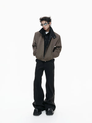 Contrast Panel Short Jacket | Cotton Blend Streetwear - main image 3
