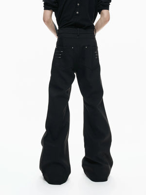 High-Rise Metal Detail Straight-Leg Trousers | Black - main image 2