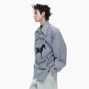 Loose Rhinestone Stripe Shirt with Metal Stud Details - main image 5
