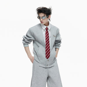 Layered V-Neck Cardigan Top and Pants Co-Ord - main image 3