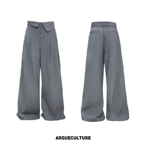 Metal-Detail Wide-Lapel Suit Separates | Avant-Garde - Gray Pants