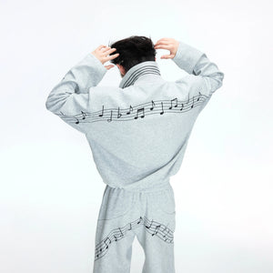 Music Note Embroidered Polo-Collar Top and Pants - main image 5