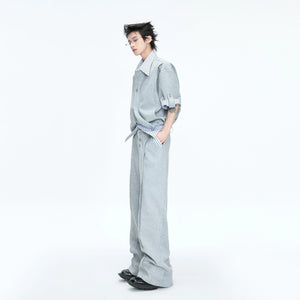 Mock-Layer Striped Polo Top and Pants Streetwear Set - main image 3