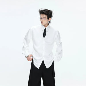 Structured Satin Acetate Shirt with Removable Shoulders - main image 1