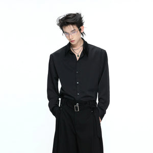 Structured Satin Acetate Shirt with Removable Shoulders - main image 2