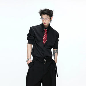 Structured Satin Acetate Shirt with Removable Shoulders - main image 4