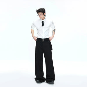 Structured Satin Acetate Shirt with Removable Shoulders - main image 5