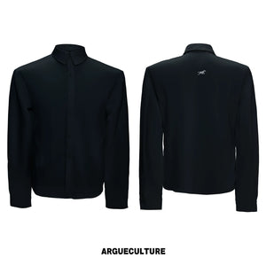 Structured Satin Acetate Shirt with Removable Shoulders - Black Shirt