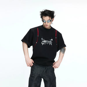 Deconstructed Contrast Panel Graphic T-Shirt - main image 2