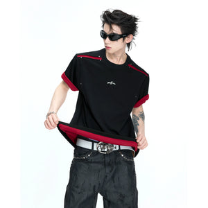 Color-Block Rivet T-Shirt | Unisex Structured Tee - main image 1