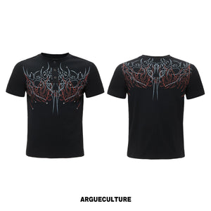Unisex Gothic Rivet Graphic T-Shirt | Cotton Blend - Black Top