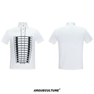 Embroidered Stand-Collar Polo Shirt | Avant-Garde Tee - White