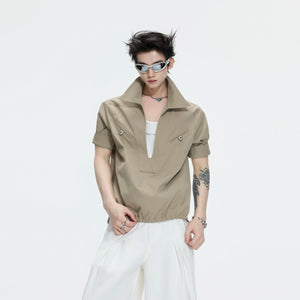 Mock-Layered Utility Shirt in Cotton Lyocell - main image 1