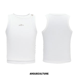 Faux-Layer Ribbed Tank with Metal Hardware - White Top