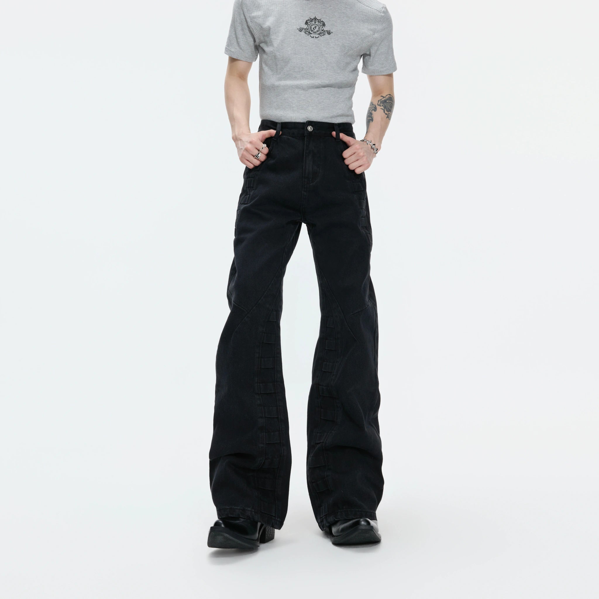 Washed Distressed Wide-Leg Jeans | Sculpted Denim - main image 2