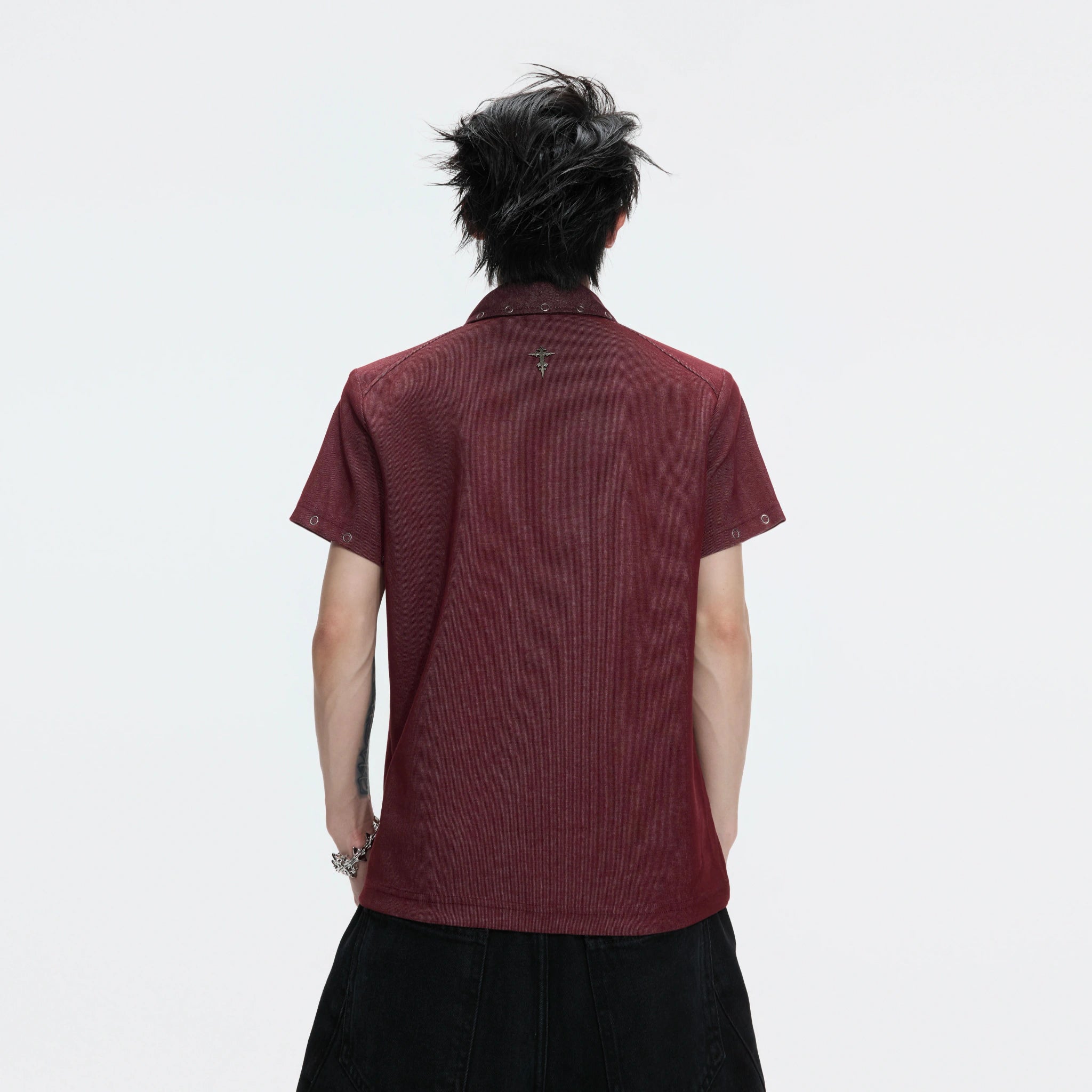Washed Textured Polo Shirt with Structured Cut - main image 2