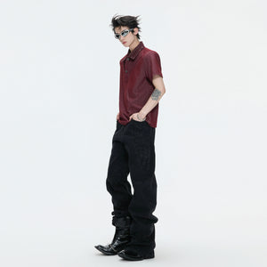 Washed Textured Polo Shirt with Structured Cut - main image 3
