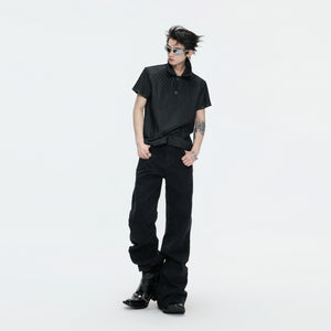 Washed Textured Polo Shirt with Structured Cut - main image 5