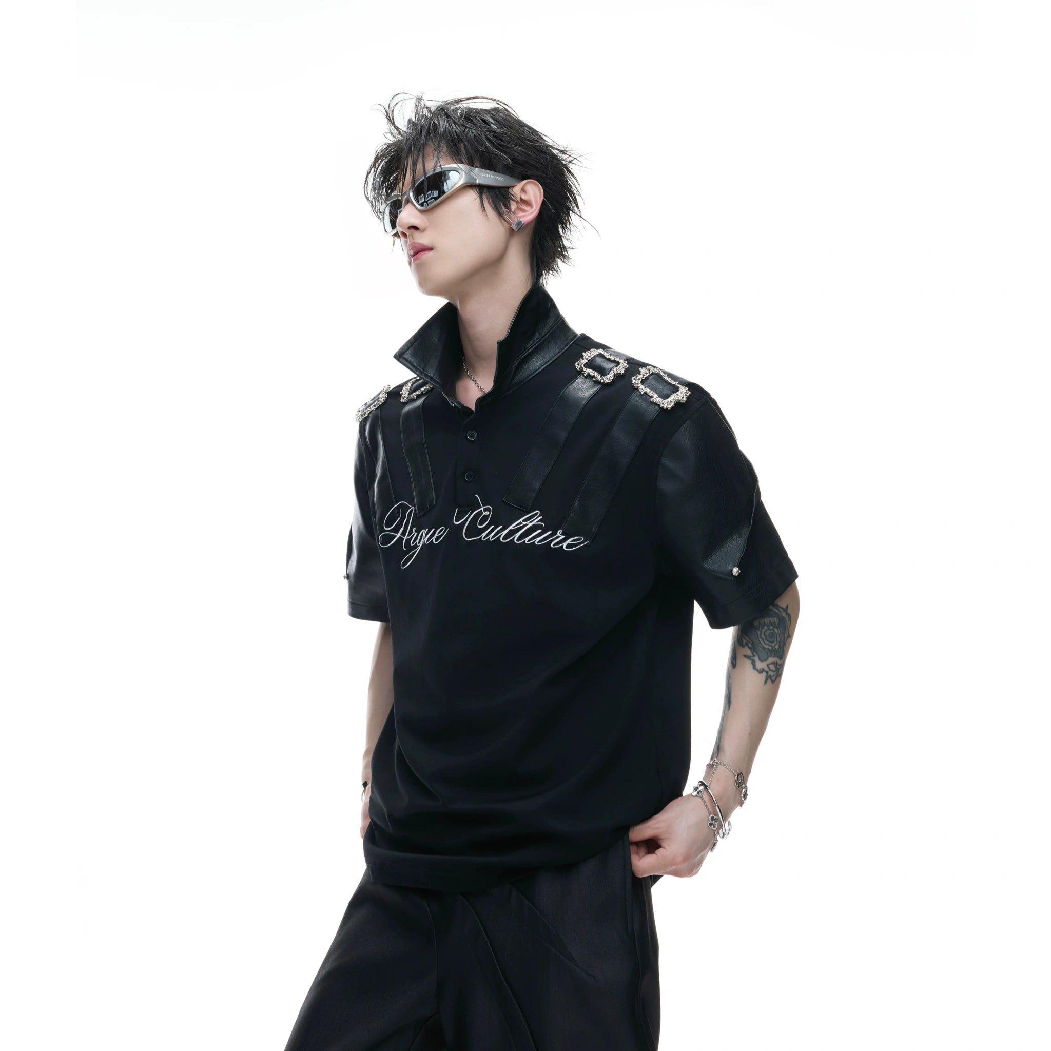 Embroidered Contrast-Collar Relaxed Polo Shirt - main image 1